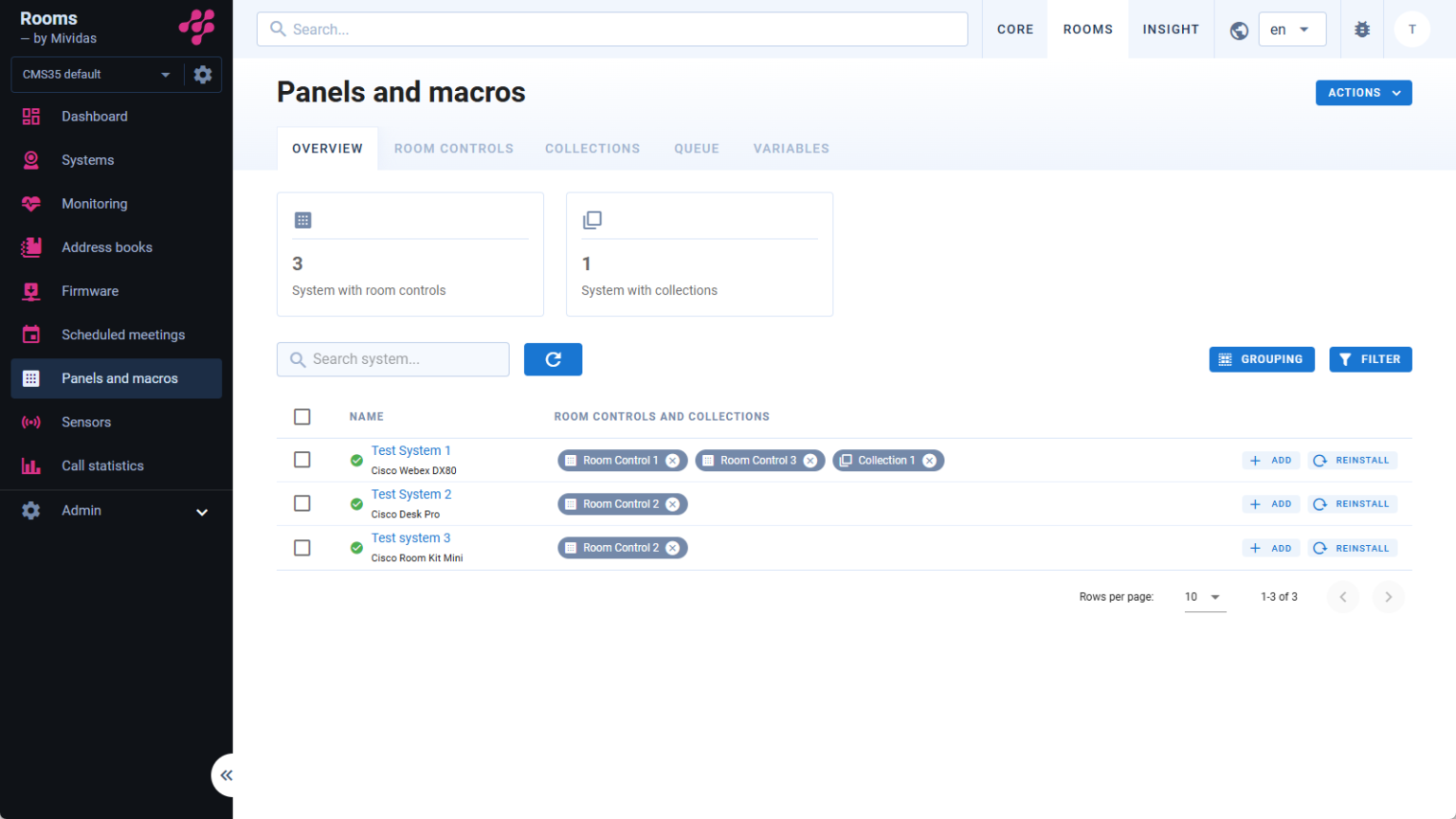 Panels and macros - Mividas Documentation